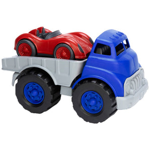 Green Toys - Camión de base plana y coche de carreras