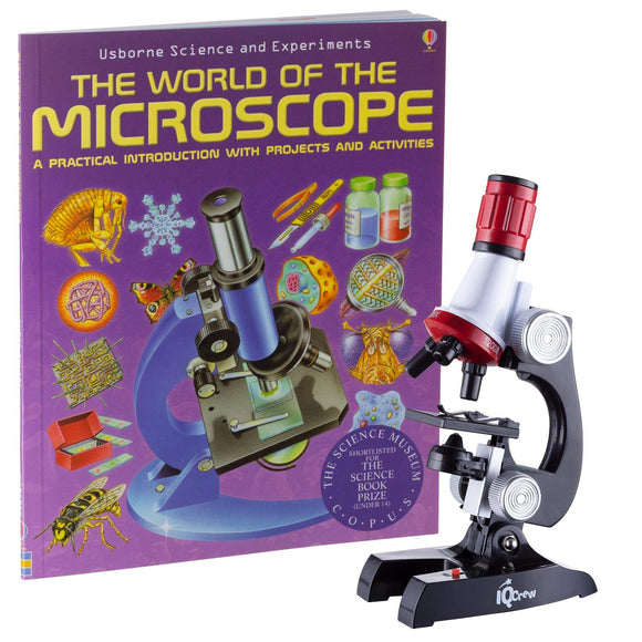 Iqcrew - Microscopio para niños con kit de preparación de diapositivas