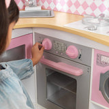 Kidkraft - Cocina esquinera blanco rosa pastel