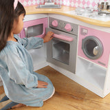 Kidkraft - Cocina esquinera blanco rosa pastel