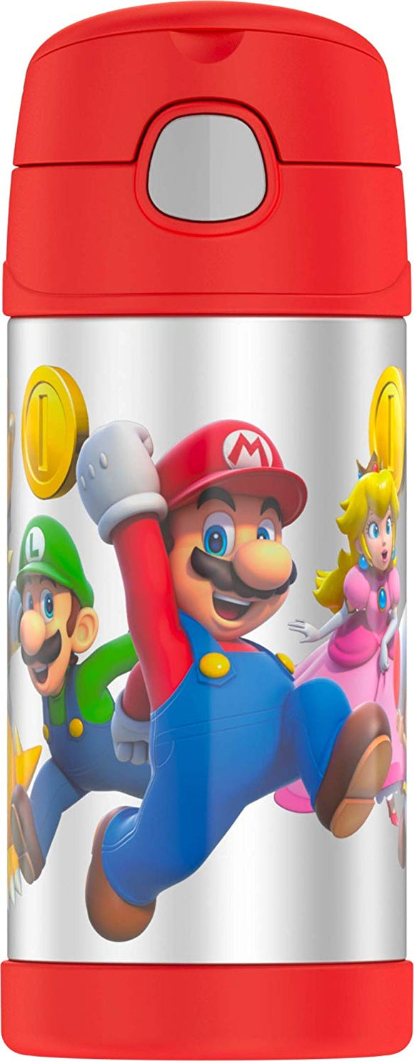 Botella Térmica Infantil Thermos Con Personajes - Premium Color Plateado  Mario Bros